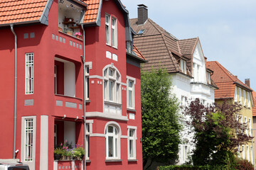 Historische Fassaden im Altbauviertel im Bielefelder Westen, Bielefeld, NRW, Deutschland