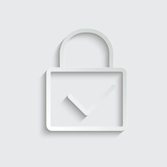 paper lock icon line with check mark sign  