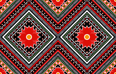 Ikat ethnic seamless pattern design. Aztec fabric carpet mandala ornament boho chevron textile decoration wallpaper. Tribal traditional embroidery patterns vector illustrations background.