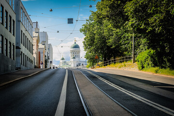 Dom von Helsinki Straße Zentralperspektive