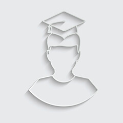 paper man in graduation cap flat vector   education flat  icon