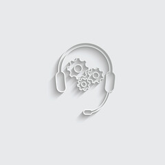 paper Headphones   with settings icon vector servise symbol