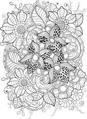 Behang Flowers coloring page © Kristina Yu