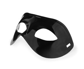 Black plastic theatre mask isolated on white