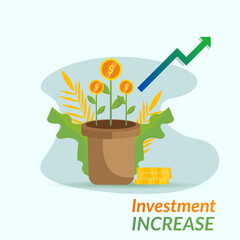 Illustration of vector graphic investment increase