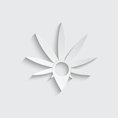 paper  map pointer with medical marijuana or cannabis leaf icon