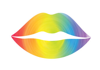 LGBT transgender rainbow color in lip shape isolated vector illustration.  LGBT concept background. LGBT pride month