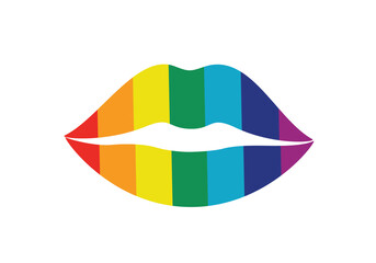 LGBT transgender rainbow color in lip shape isolated vector illustration.  LGBT concept background. LGBT pride month