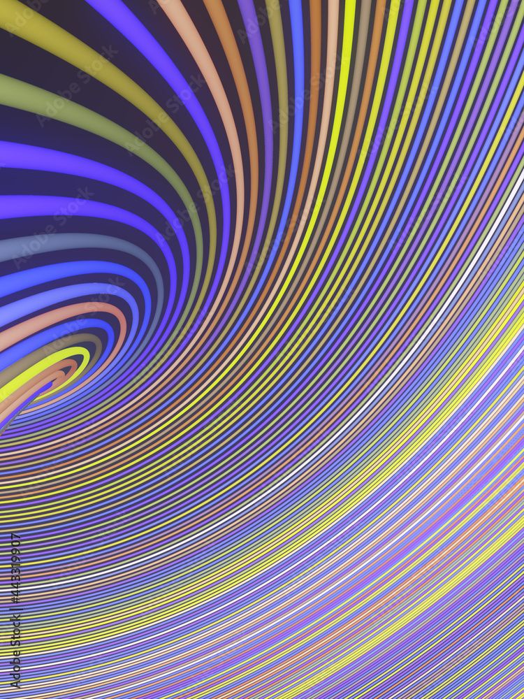 Poster Wavy digital illustration of pattern twisted multicolored lines. 3d rendering creative design