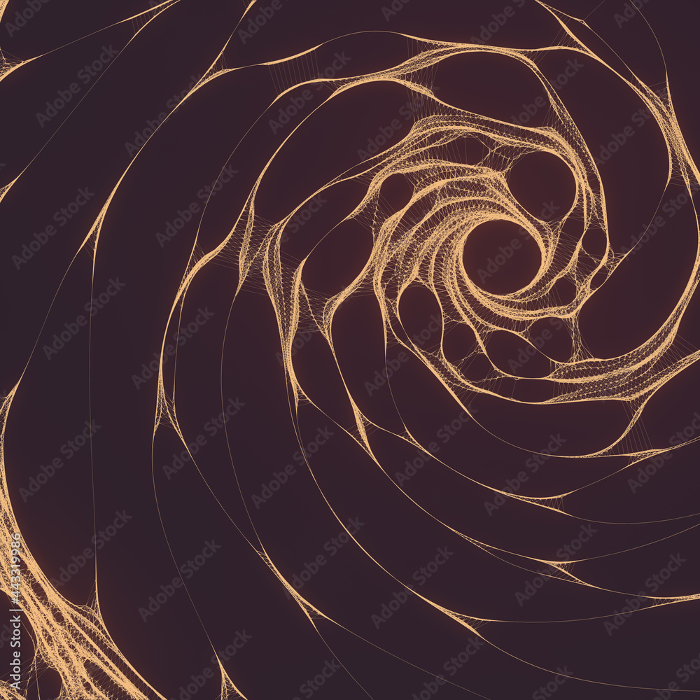 Poster Mystical spiral shape in abstract style. Creativity background. 3d rendering digital smooth illustration