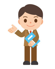 ファイルを持って提案するビジネスマン