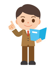 ファイルを持って提案するビジネスマン