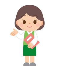 ファイルを持って提案するビジネスウーマン