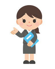 ファイルを持って提案するビジネスウーマン