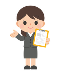 ファイルを持って提案するビジネスウーマン