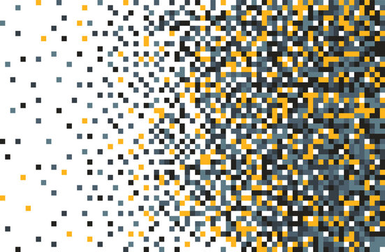 Pixel background. Abstract little colored squares. Vector illustration, gradient, dissolution, technology.