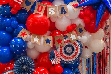 Bright American colors balloon background