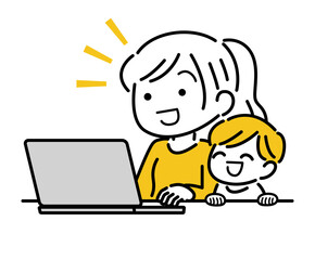 親子　パソコン　楽しむ　おうち時間