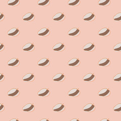 Minimalistic seamless pattern with healthy organic abstract peach print. Pink pastel background. Organic print.