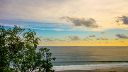 Beach landscape in Bali at sunset