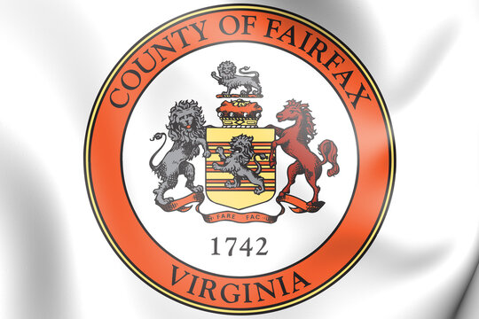 3D Seal of Fairfax County (Virginia state), USA. 3D Illustration.
