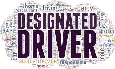 Fototapeta premium Designated Driver vector illustration word cloud isolated on a white background.