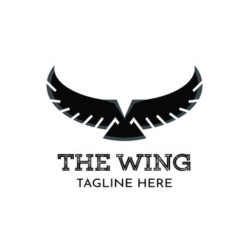black hawk eagle wing silhouette for tattoo flight security emblem retro simple logo design vector