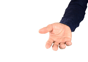 Symbol empty hand holding isolated on the white background.