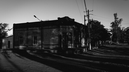 Fototapeta na wymiar Black and white dramatic house