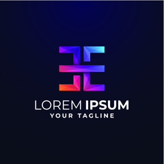 AWESOME GRADIENT LETTER EE LOGO TEMPLATE