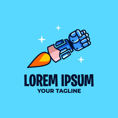 AWESOME ROCKET HAND ROBOT LOGO TEMPLATE