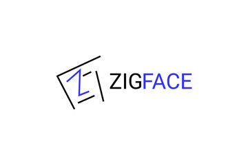 abstract face logo design. zigzag face logo.