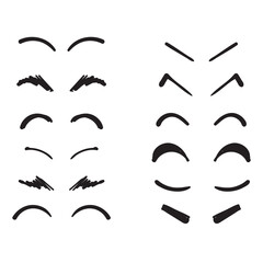 hand drawn doodle eyebrow illustration vector isolated