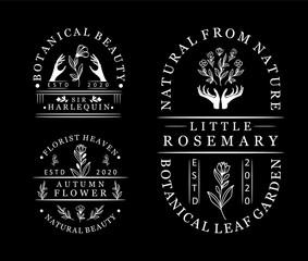 Hand Drawn Feminime Botanical Logo Template