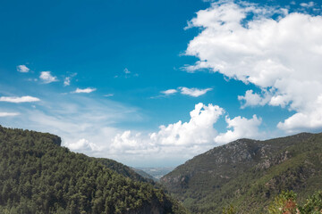 Mountains on the background of blue sky, beautiful views, vacation, rest.