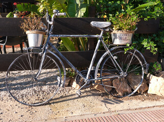Fototapeta na wymiar bicicleta vintage decorada con flores