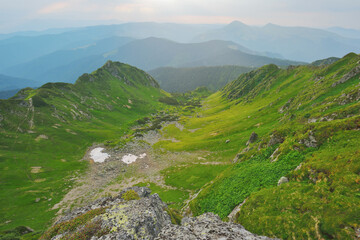 Panoramic view of summer Carpathian Mountains, Marmaros, Ukraine