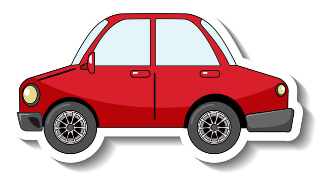 Sticker template with a red car isolated