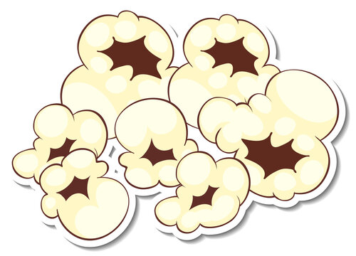 A sticker template with popcorn isolated