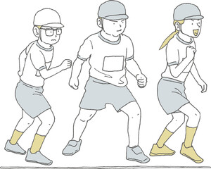 スタートラインに立つ3人