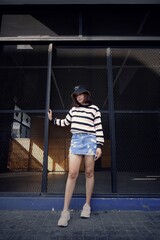 Portrait of woman in street