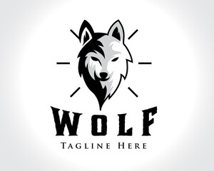 head wolf drawing art logo design template illustration