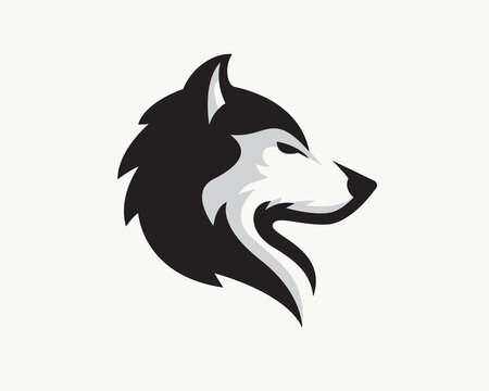 elegant head wolf side view drawing art logo design illustration inspiration