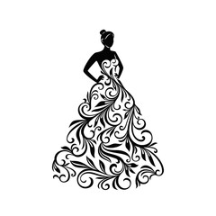 Silhouette ornament Woman in dress for wedding  decoration