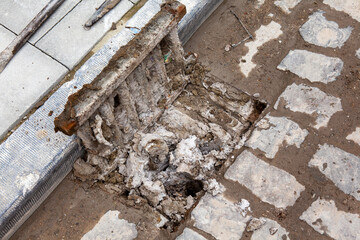 An clogged gully
