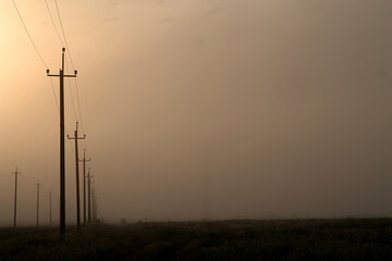 Power lines at sunrise.
Country road at dawn.