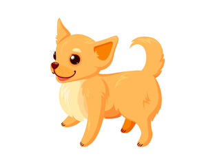 Fototapeta premium Standing chihuahua pet. Happy dog companion isolated in white background. Vector illustration in cute cartoon style