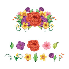 Naklejka premium Set of floral vector elements
