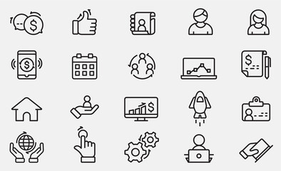 Set of Business and Finance web icons in line style. Money, dollar, infographic, banking. Vector illustration. stock illustration Icon, Business, Finance, Currency stock illustration