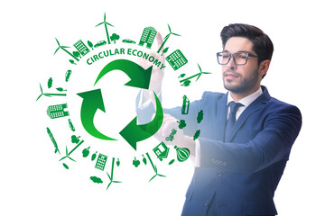 Concept of circular economy with businessman